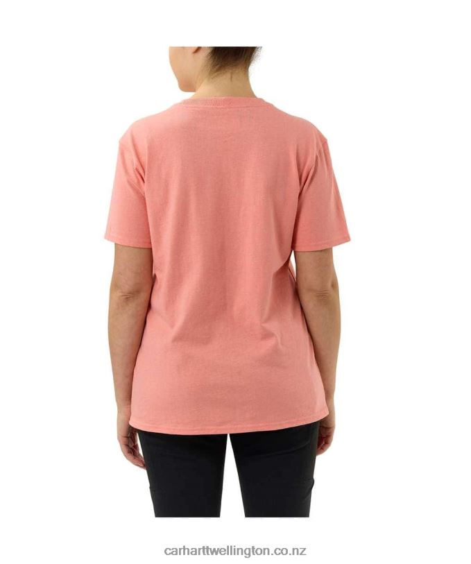 Women Loose Fit Heavyweight Short-Sleeve K87 Pocket T-Shirt Carhartt R6J0P223 Ash Rose