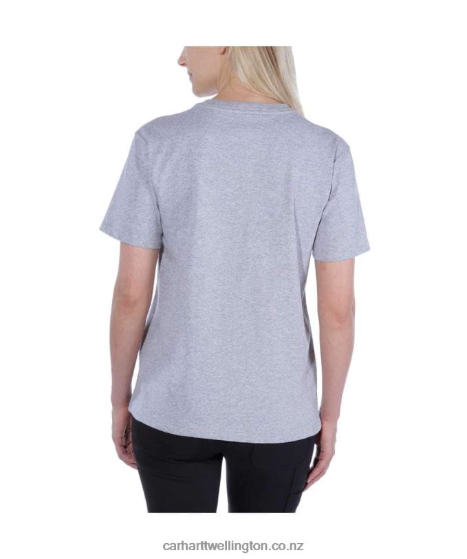 Women Loose Fit Heavyweight Short-Sleeve K87 Pocket T-Shirt Carhartt R6J0P223 Ash Rose