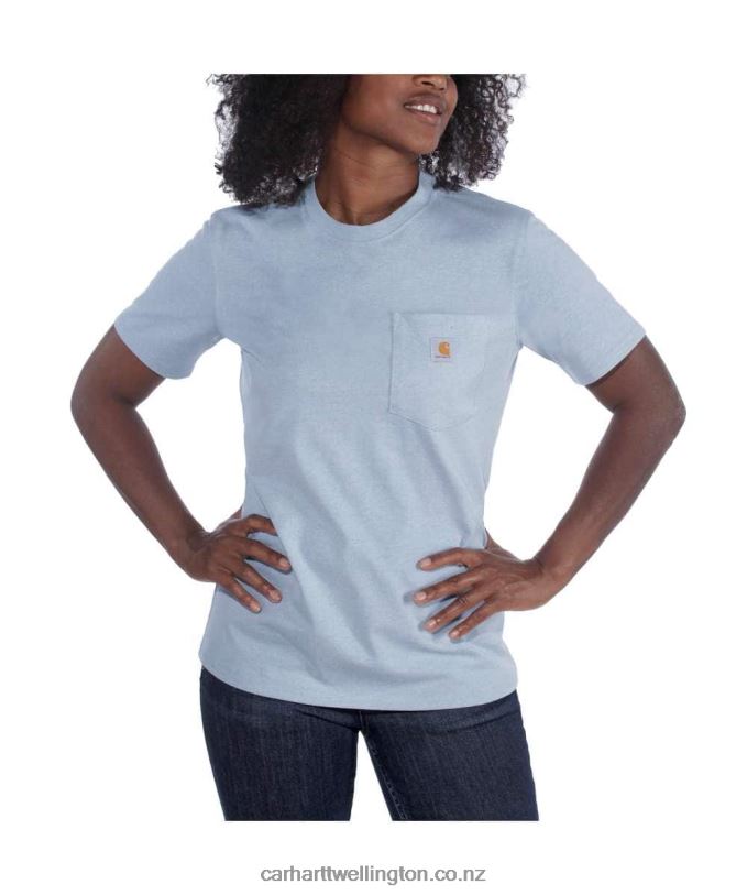 Women Loose Fit Heavyweight Short-Sleeve K87 Pocket T-Shirt Carhartt R6J0P223 Ash Rose