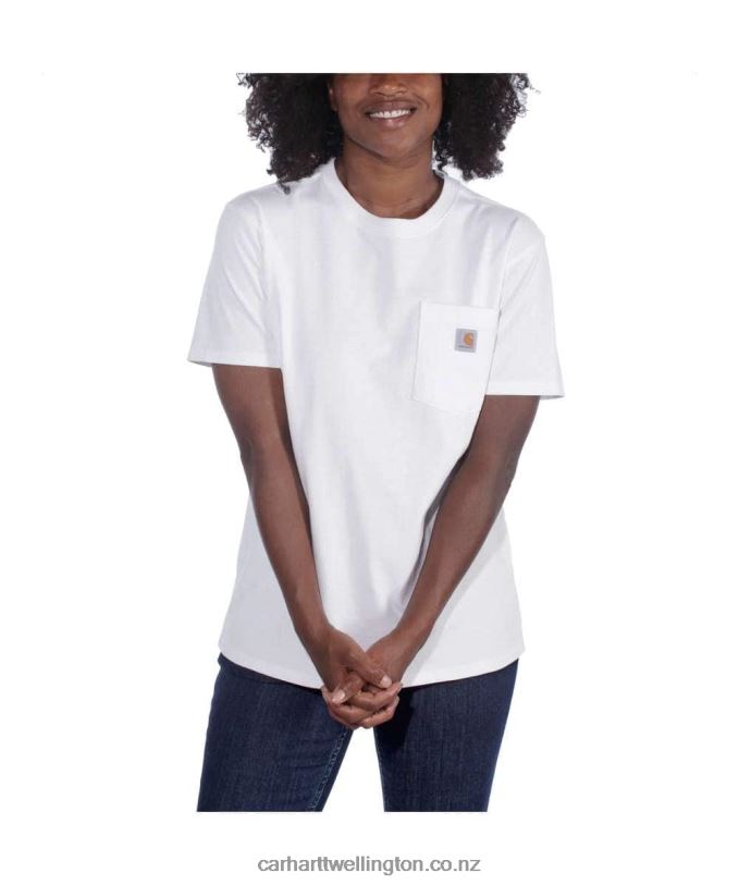 Women Loose Fit Heavyweight Short-Sleeve K87 Pocket T-Shirt Carhartt R6J0P223 Ash Rose