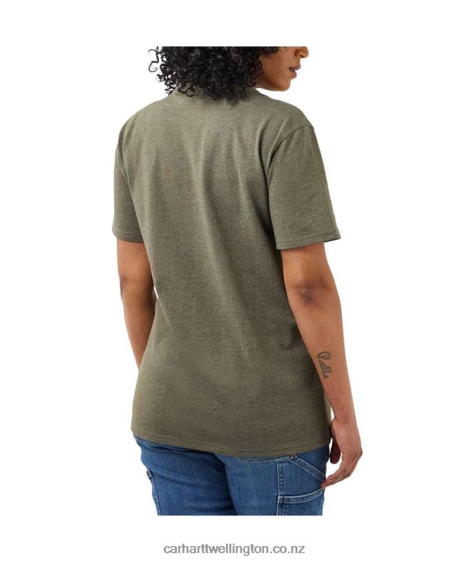 Women Loose Fit Heavyweight Short-Sleeve K87 Pocket T-Shirt Carhartt R6J0P223 Ash Rose