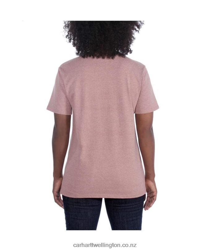 Women Loose Fit Heavyweight Short-Sleeve K87 Pocket T-Shirt Carhartt R6J0P223 Ash Rose