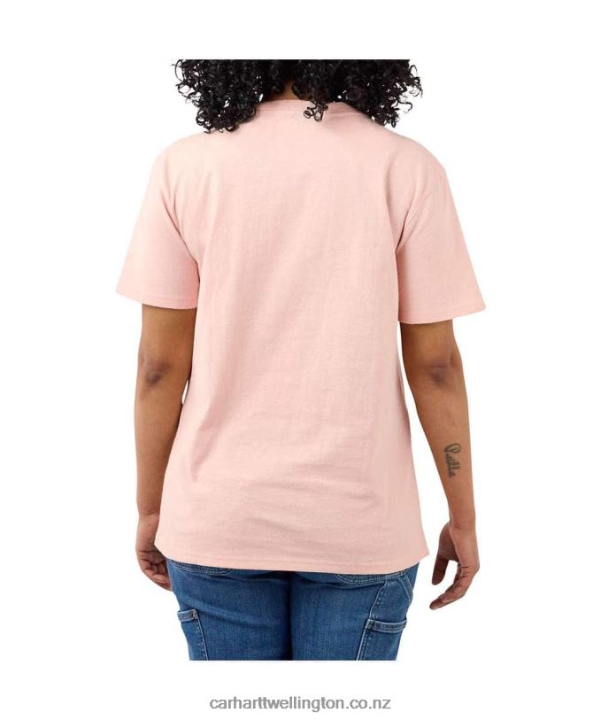 Women Loose Fit Heavyweight Short-Sleeve K87 Pocket T-Shirt Carhartt R6J0P223 Ash Rose