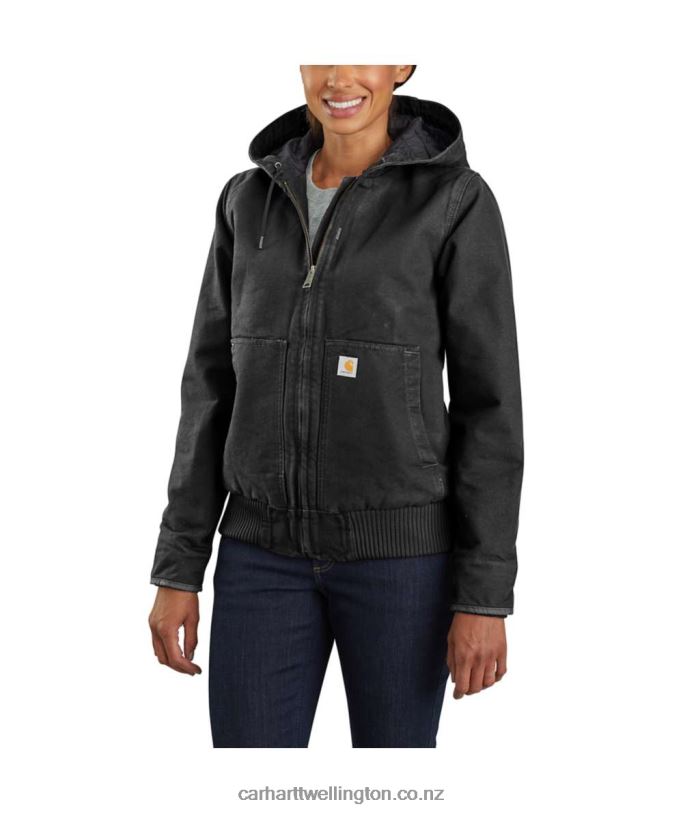 Women Loose Fit Washed Duck Insulated Active Jac Carhartt R6J0P191 Black