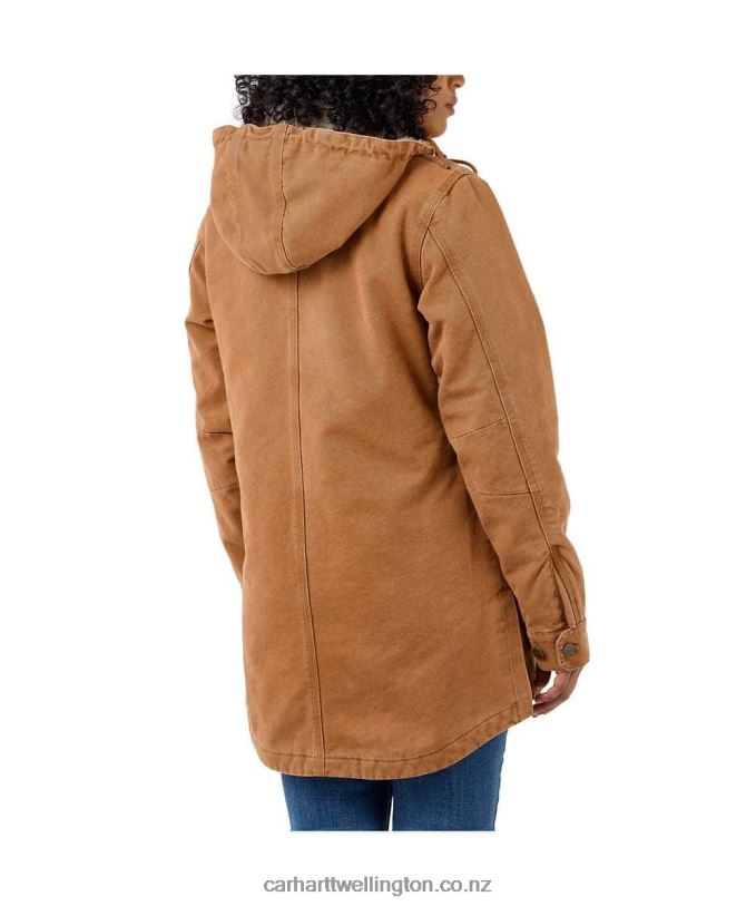 Women Loose Fit Weathered Duck Coat Carhartt R6J0P186 Black