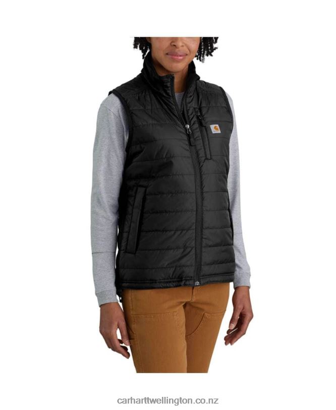 Women Rain Defender Nylon Insulated Mock-Neck Vest Carhartt R6J0P221 Black