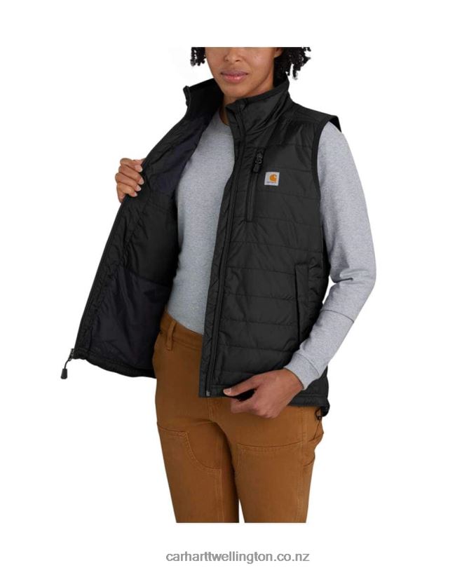 Women Rain Defender Nylon Insulated Mock-Neck Vest Carhartt R6J0P221 Black