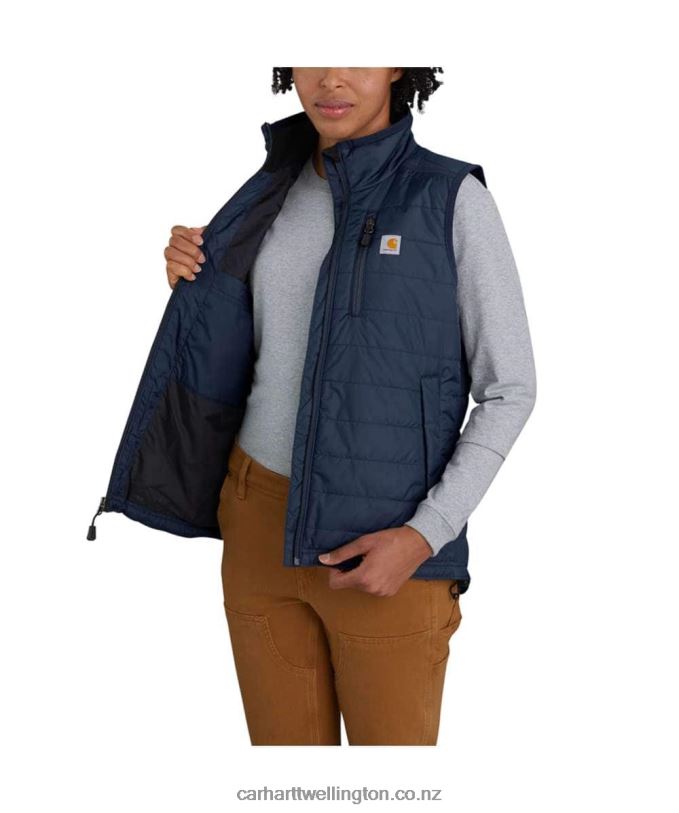 Women Rain Defender Nylon Insulated Mock-Neck Vest Carhartt R6J0P221 Black