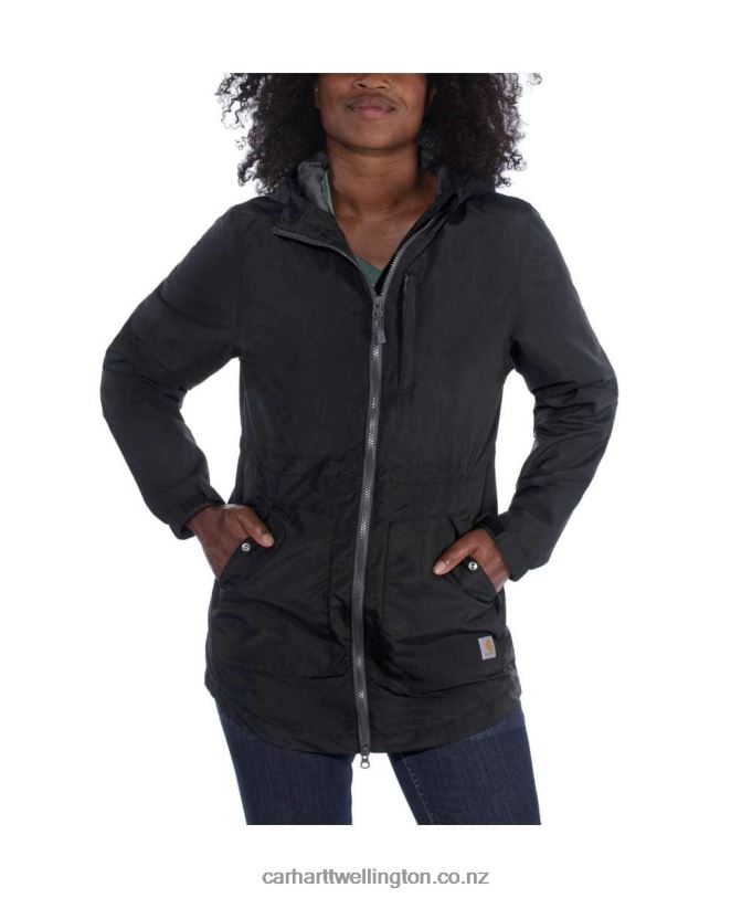 Women Rain Defender Relaxed Fit Lightweight Coat Carhartt R6J0P195 Black