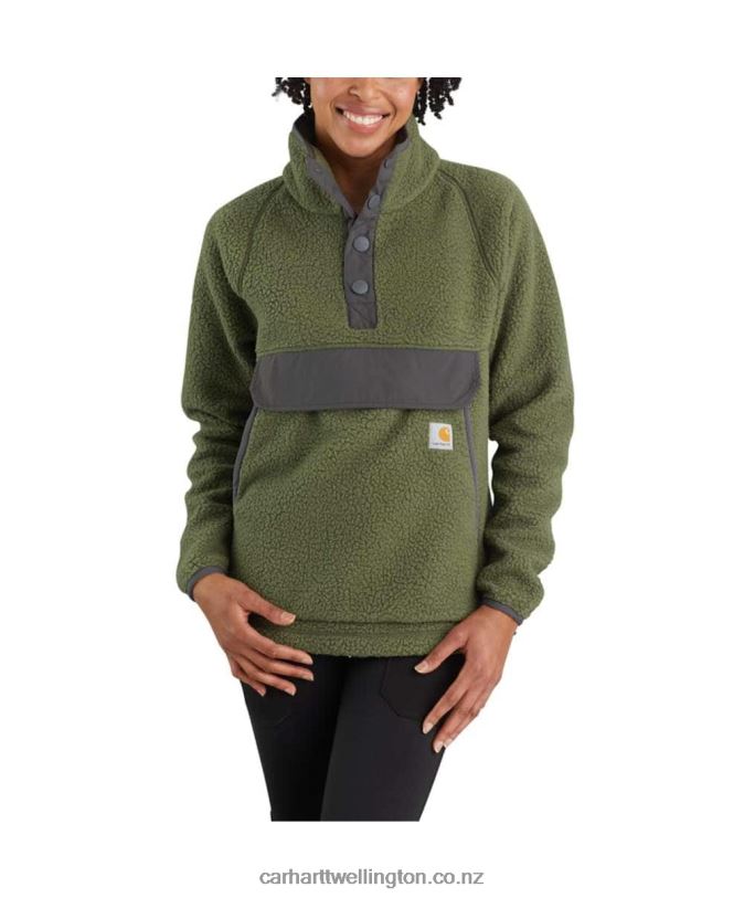 Women Relaxed Fit Fleece Pullover Carhartt R6J0P208 Basil Heather