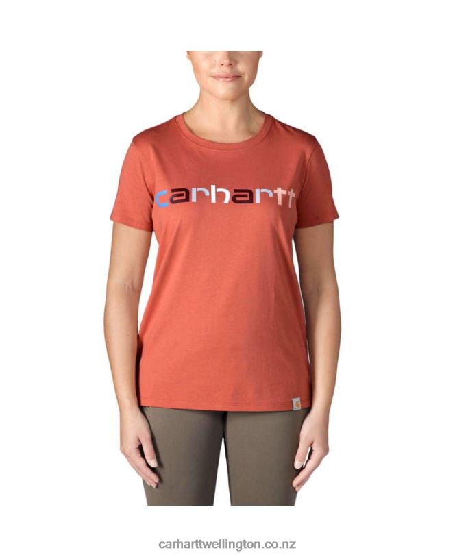 Women Relaxed Fit Lightweight Short-Sleeve Multi Color Logo Graphic T-Shirt Carhartt R6J0P226 Black
