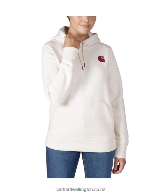 Women Relaxed Fit Midweight Logo Sleeve Graphic Sweatshirt Carhartt R6J0P211 Ash Rose