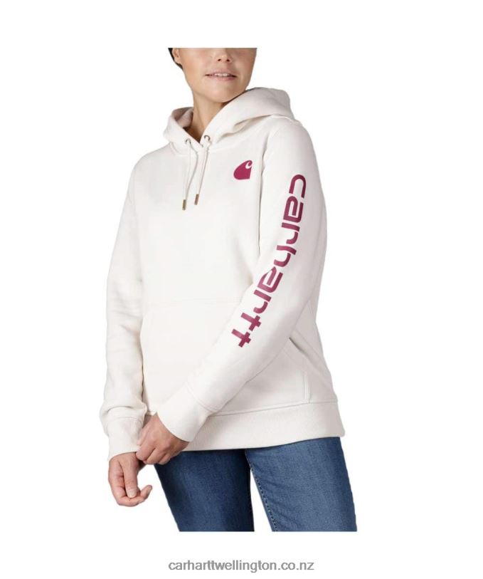 Women Relaxed Fit Midweight Logo Sleeve Graphic Sweatshirt Carhartt R6J0P211 Ash Rose