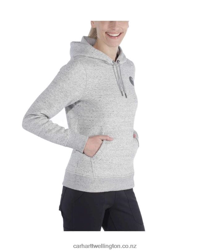 Women Relaxed Fit Midweight Logo Sleeve Graphic Sweatshirt Carhartt R6J0P211 Ash Rose