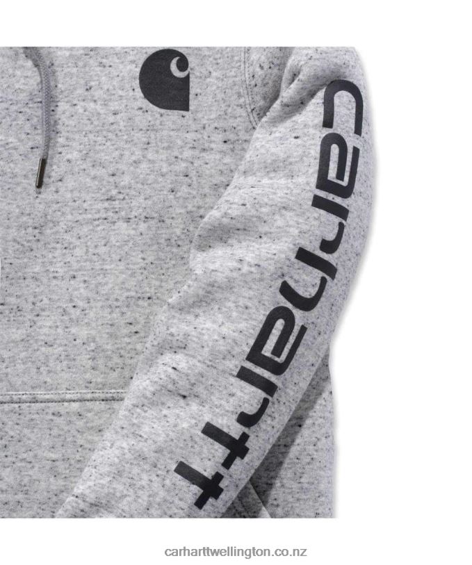 Women Relaxed Fit Midweight Logo Sleeve Graphic Sweatshirt Carhartt R6J0P211 Ash Rose