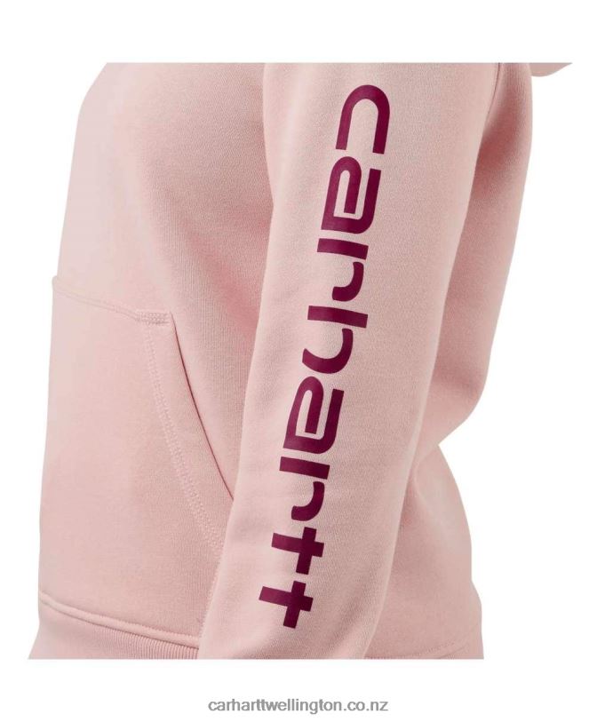 Women Relaxed Fit Midweight Logo Sleeve Graphic Sweatshirt Carhartt R6J0P211 Ash Rose
