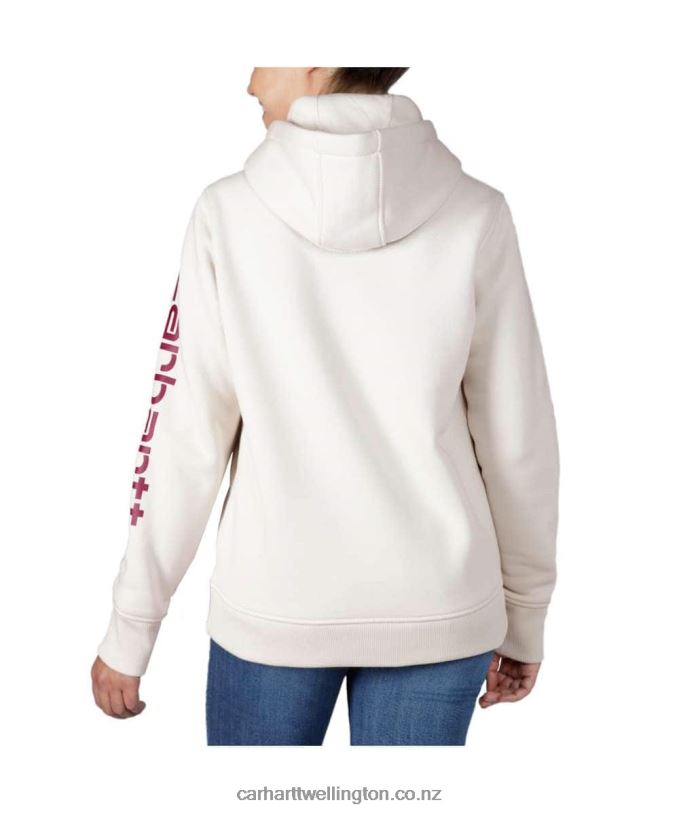 Women Relaxed Fit Midweight Logo Sleeve Graphic Sweatshirt Carhartt R6J0P211 Ash Rose