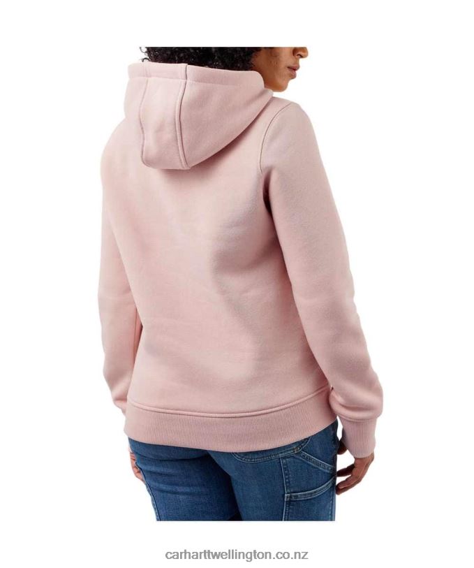 Women Relaxed Fit Midweight Logo Sleeve Graphic Sweatshirt Carhartt R6J0P211 Ash Rose