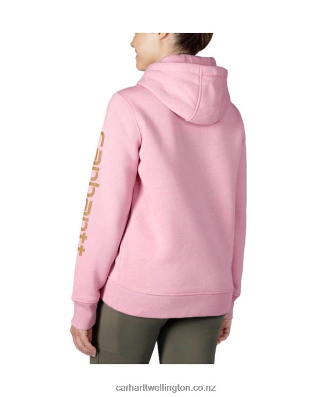 Women Relaxed Fit Midweight Logo Sleeve Graphic Sweatshirt Carhartt R6J0P211 Ash Rose
