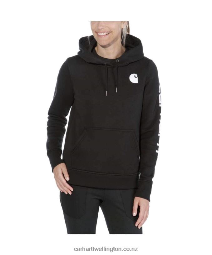 Women Relaxed Fit Midweight Logo Sleeve Graphic Sweatshirt Carhartt R6J0P211 Ash Rose