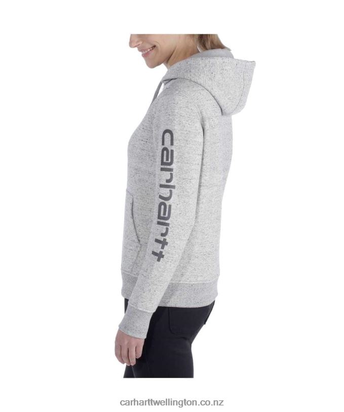 Women Relaxed Fit Midweight Logo Sleeve Graphic Sweatshirt Carhartt R6J0P211 Ash Rose