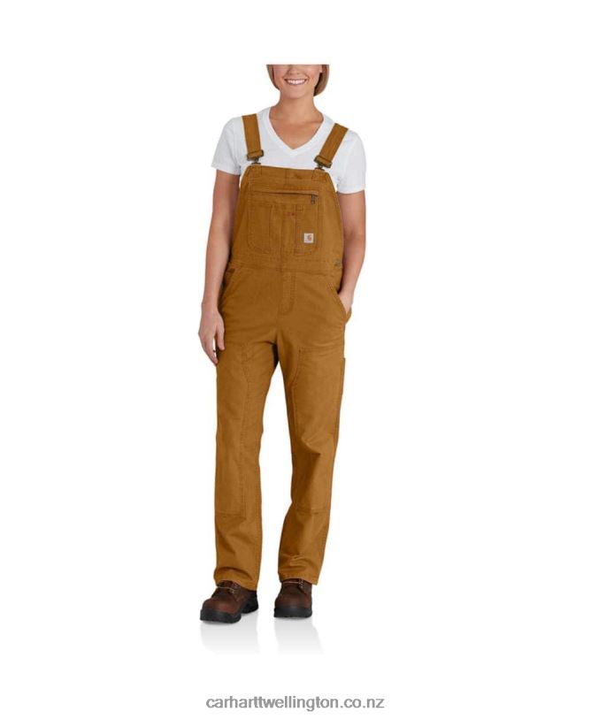 Women Rugged Flex Loose Fit Canvas Bib Overall Carhartt R6J0P218 Black