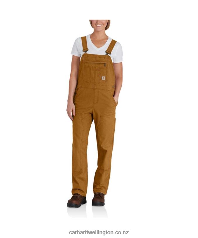 Women Rugged Flex Loose Fit Canvas Bib Overall Carhartt R6J0P218 Black