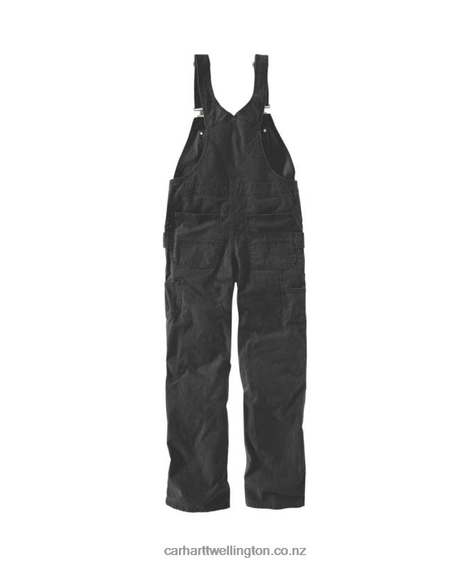 Women Rugged Flex Loose Fit Canvas Bib Overall Carhartt R6J0P218 Black