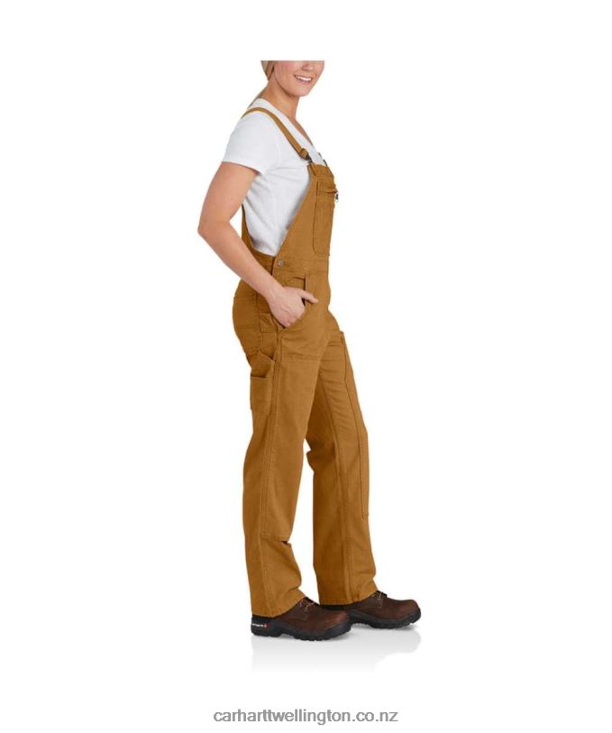 Women Rugged Flex Loose Fit Canvas Bib Overall Carhartt R6J0P218 Black