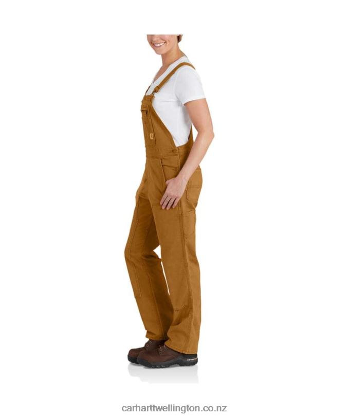 Women Rugged Flex Loose Fit Canvas Bib Overall Carhartt R6J0P218 Black