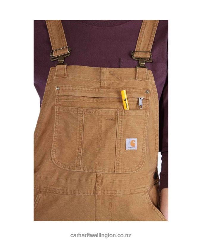 Women Rugged Flex Loose Fit Canvas Bib Overall Carhartt R6J0P218 Black