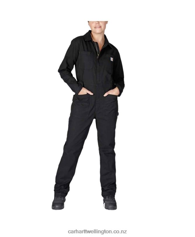 Women Rugged Flex Relaxed Fit Canvas Coverall Carhartt R6J0P216 Black