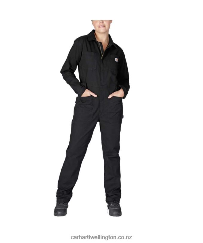Women Rugged Flex Relaxed Fit Canvas Coverall Carhartt R6J0P216 Black