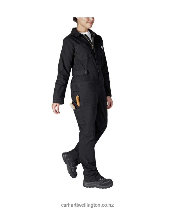 Women Rugged Flex Relaxed Fit Canvas Coverall Carhartt R6J0P216 Black