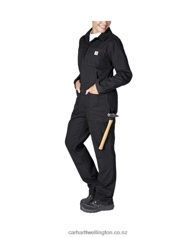 Women Rugged Flex Relaxed Fit Canvas Coverall Carhartt R6J0P216 Black