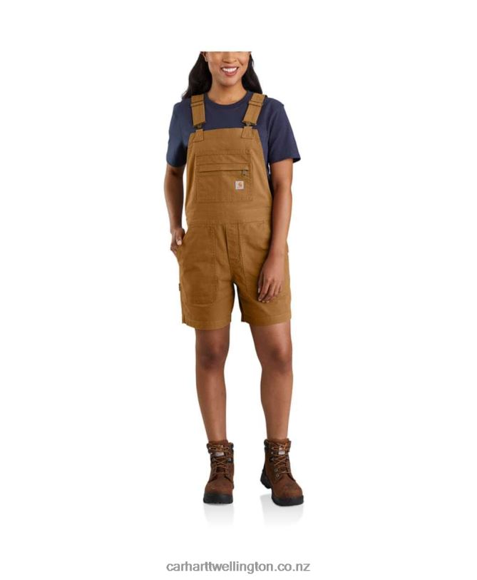 Women Rugged Flex Relaxed Fit Canvas Shortall Carhartt R6J0P217 Carhartt Brown