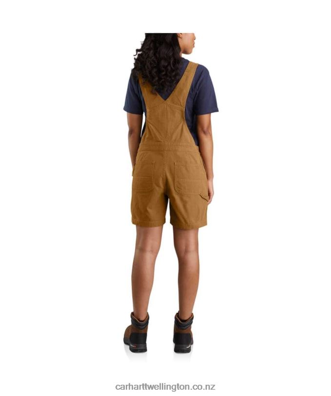 Women Rugged Flex Relaxed Fit Canvas Shortall Carhartt R6J0P217 Carhartt Brown