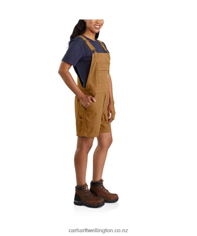 Women Rugged Flex Relaxed Fit Canvas Shortall Carhartt R6J0P217 Carhartt Brown