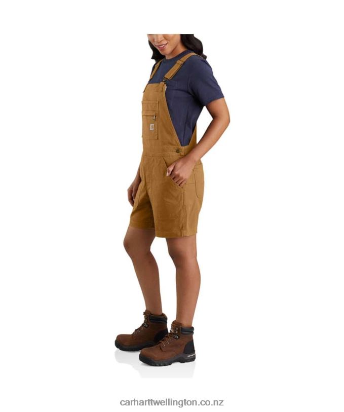Women Rugged Flex Relaxed Fit Canvas Shortall Carhartt R6J0P217 Carhartt Brown