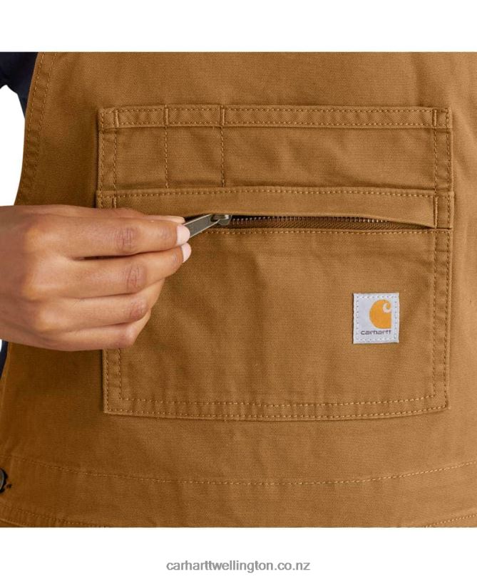 Women Rugged Flex Relaxed Fit Canvas Shortall Carhartt R6J0P217 Carhartt Brown