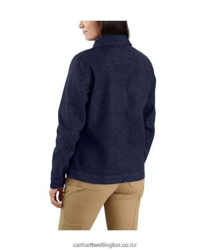Women Rugged Flex Relaxed Fit Denim Jacket Carhartt R6J0P192 Basin