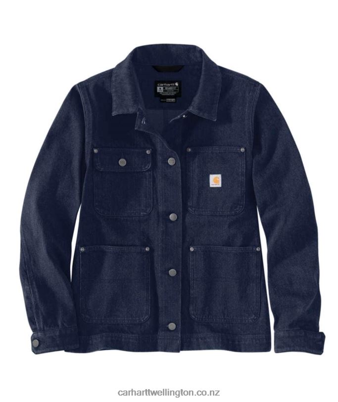 Women Rugged Flex Relaxed Fit Denim Jacket Carhartt R6J0P192 Basin