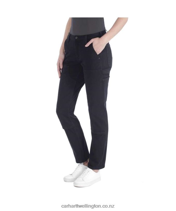 Women Rugged Flex Relaxed Fit Twill Double-Front Work Pant Carhartt R6J0P202 Black