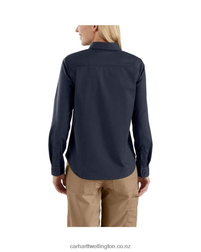 Women Rugged Professional Series Relaxed Fit Canvas Long Sleeve Work Shirt Carhartt R6J0P250 Black