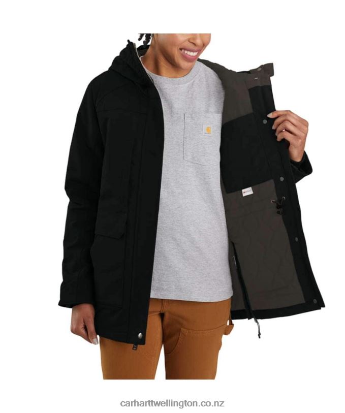 Women Super Dux Relaxed Fit Insulated Traditional Coat Carhartt R6J0P194 Black