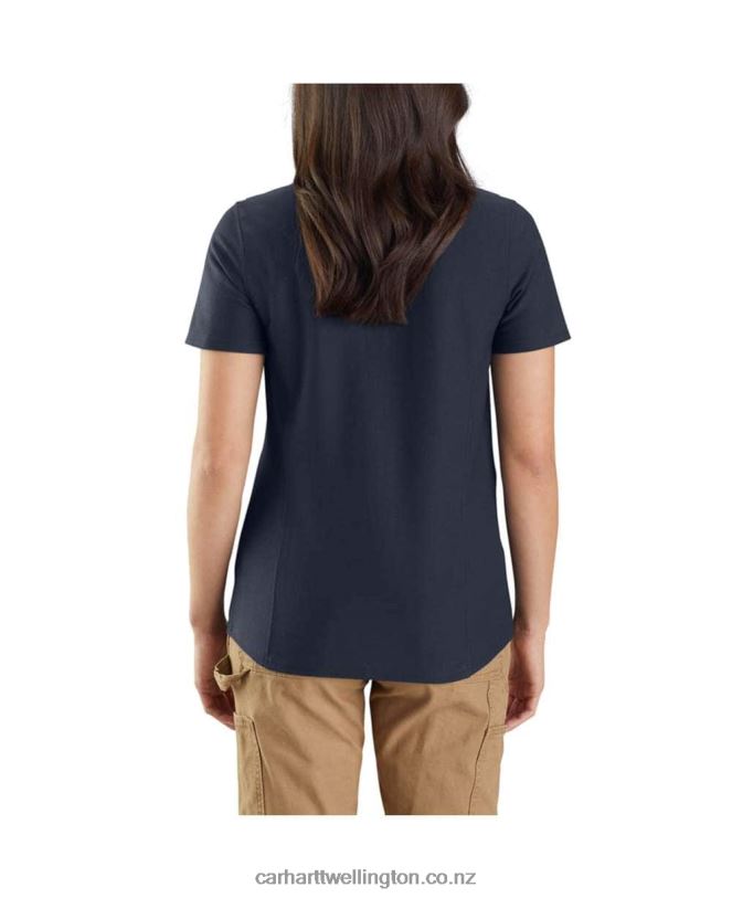 Women W Relaxed Fit Midweight Short-Sleeve Pocket Polo Carhartt R6J0P228 Navy
