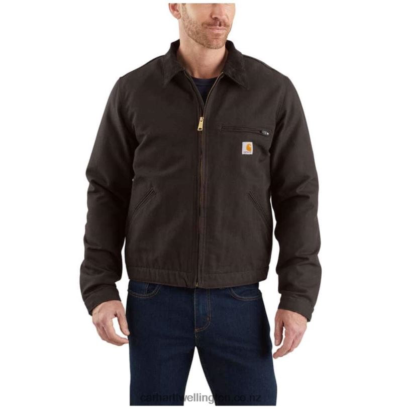 Men Relaxed Fit Duck Blanket Lined Detroit Jacket Carhartt R6J0P17 Black