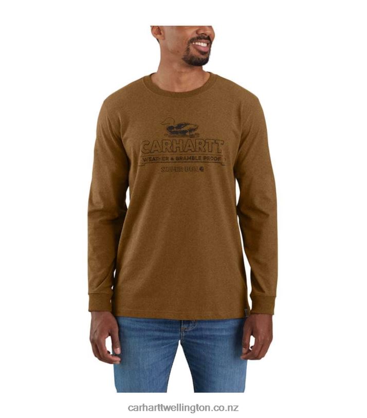 Men Relaxed Fit Heavyweight Long-Sleeve Super Dux Graphic T-Shirt Carhartt R6J0P140 Black