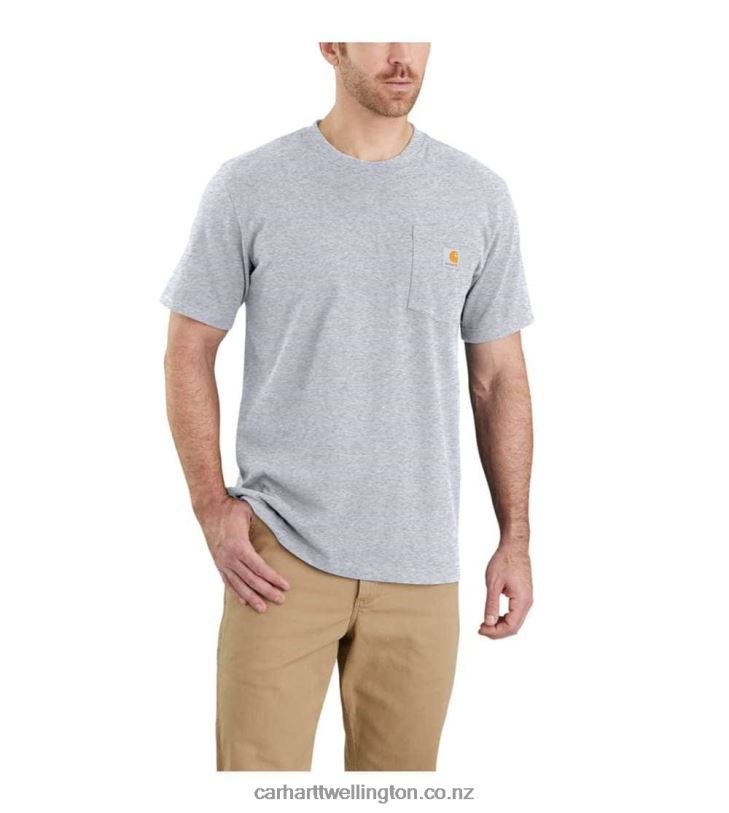 Men Relaxed Fit Heavyweight Short-Sleeve K87 Pocket T-Shirt Carhartt R6J0P116 Alpine Blue Heather
