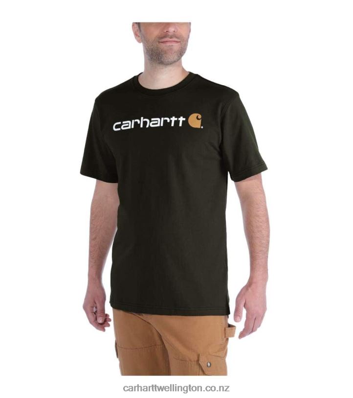 Men Relaxed Fit Heavyweight Short-Sleeve Logo Graphic T-Shirt Carhartt R6J0P127 Alpine Blue Heather